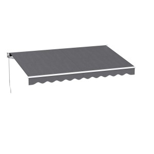 Instahut 3.5m x 2.5m Grey Retractable Folding Arm Awning - UV-Resistant Polyester with Aluminium Frame & Crank
