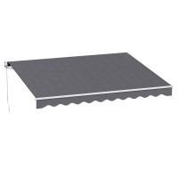 Instahut Retractable Folding Arm Awning Manual Sunshade 3.5m x 3m Grey UV Resistant Aluminium Frame 300gsm