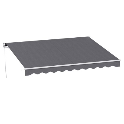 Instahut Retractable Folding Arm Awning Manual Sunshade 3.5m x 3m Grey UV Resistant Aluminium Frame 300gsm