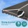 Instahut Retractable Folding Arm Awning Manual Sunshade 3.5m x 3m Grey UV Resistant Aluminium Frame 300gsm