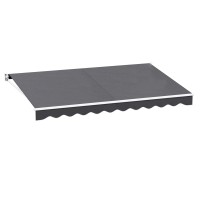 Instahut 4x2.5M Grey Manual Retractable Awning - UV-Resistant Polyester & Aluminium Frame, Includes Wall Brackets