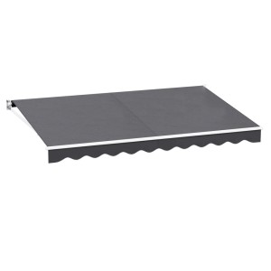 Instahut 4x2.5M Grey Manual Retractable Awning - UV-Resistant Polyester & Aluminium Frame, Includes Wall Brackets