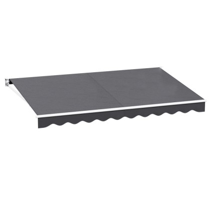 Instahut 4x2.5M Grey Manual Retractable Awning - UV-Resistant Polyester &amp; Aluminium Frame, Includes Wall Brackets