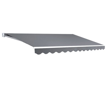 Instahut Retractable Folding Arm Awning, 4x2.5M, Pearl Grey - UV-Resistant Polyester with Manual Crank & Aluminium Frame
