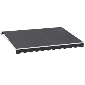 Instahut 4Mx3M Grey Retractable Folding Arm Awning - Manual Sunshade, UV-Resistant, Aluminium Frame, Polyester Fabric