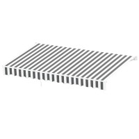 Instahut Retractable Folding Arm Awning Manual Sunshade 4.5m x 3m Grey White Aluminium Frame Polyester