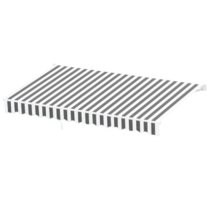 Instahut Retractable Folding Arm Awning Manual Sunshade 4.5m x 3m Grey White Aluminium Frame Polyester