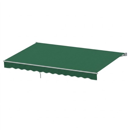 Instahut 5m x 3m Retractable Folding Arm Awning Manual Dark Green Powder-Coated Aluminium UV Resistant