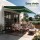 Instahut 5m x 3m Retractable Folding Arm Awning Manual Dark Green Powder-Coated Aluminium UV Resistant