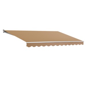 Instahut Motorised Retractable Folding Arm Awning 2.5Mx2M, UV-Resistant Beige Polyester, Remote Control, Aluminium Frame