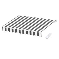 Instahut Motorised Retractable Folding Arm Awning - 2.5Mx2M, Grey White, Aluminium Frame, UV-Resistant Polyester Shade