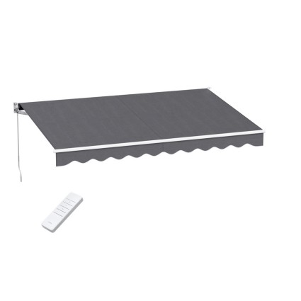 Instahut Motorised Retractable Awning, 3x2m Grey Sunshade, UV-Resistant Polyester, Aluminium Frame, Remote Controlled