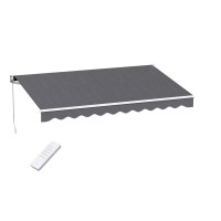 Instahut Motorised Retractable Awning 3.5x2.5m - Grey, UV & Water-Resistant, Remote Control, Aluminium Frame