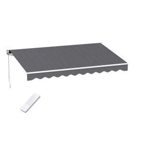 Instahut Motorised Retractable Awning 3.5x2.5m - Grey, UV & Water-Resistant, Remote Control, Aluminium Frame