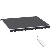 Instahut Motorised 4x3M Retractable Folding Arm Awning - Grey, UV-Resistant Polyester, Remote Control, Aluminium Frame