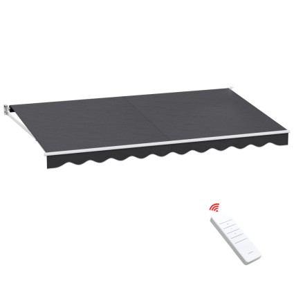 Instahut 4.5Mx2.5M Motorised Retractable Folding Arm Awning, Grey - UV & Water Resistant, Remote Controlled Sunshade