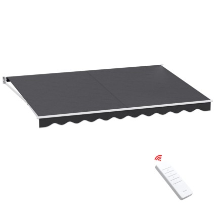 Instahut Motorised Retractable Folding Arm Awning, 4.5x3M Grey - UV-Resistant Polyester, Remote Control, Aluminium Frame