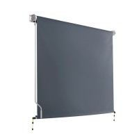 Instahut Outdoor Blinds Blackout Roll Down Awning: 1.5x2.5M Grey, UV-Resistant Polyester, Aluminium Frame, Easy Install