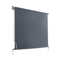 Instahut Outdoor Blinds Blackout Roll Down Awning 2.1x2.5M Grey – UV & Tear Resistant, Easy Install, 1-Year Warranty