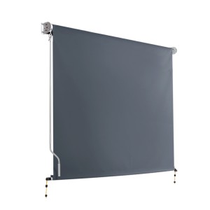 Instahut Retractable Outdoor Blinds Blackout Roll Down Awning Shade, Grey, 2.4x2.5M, UV Resistant, Aluminium Frame