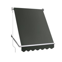 Instahut Retractable Pivot Arm Awning 1.5x2.1M, Grey - UV-Resistant Polyester Canopy, Aluminium Frame, Easy Install