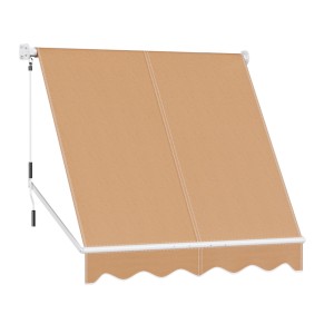 Instahut 2.1x2.1M Beige Retractable Pivot Arm Awning, UV & Tear Resistant, Polyester Shade, Aluminium Frame for Outdoors