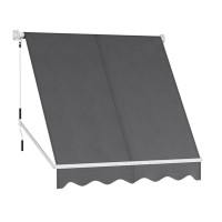 Instahut 2.1x2.1M Grey Retractable Pivot Arm Window Awning - UV-Resistant, Durable Aluminium & Polyester Shade