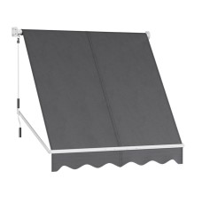 Instahut 2.1x2.1M Grey Retractable Pivot Arm Window Awning - UV-Resistant, Durable Aluminium & Polyester Shade