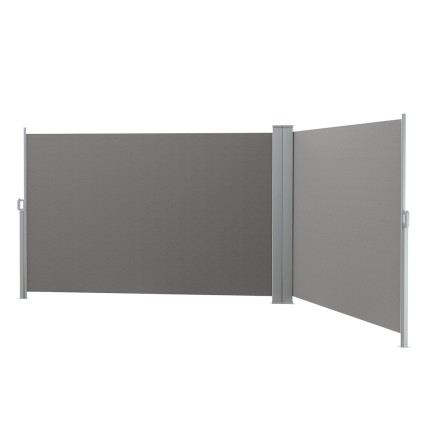Instahut Side Awning Retractable Privacy Screen 1.8x6M Grey, UV Resistant Polyester, Steel Frame, Outdoor Shade