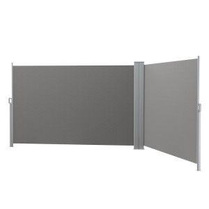 Instahut 2x6M Grey Retractable Side Awning - UV-Resistant Polyester, Steel Frame, Auto Roll-Back, Outdoor Privacy Screen