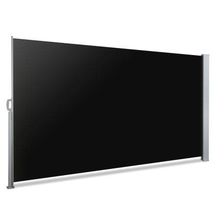 Instahut 2x3M Black Retractable Side Awning - UV & Tear Resistant Polyester, Steel Frame for Outdoor Privacy & Sun Shade