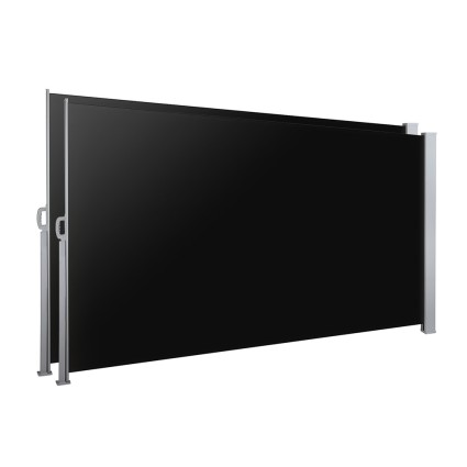 Instahut Retractable Side Awning 2x3M Black, UV Resistant Outdoor Privacy Screen, Tearproof Polyester, Steel Frame