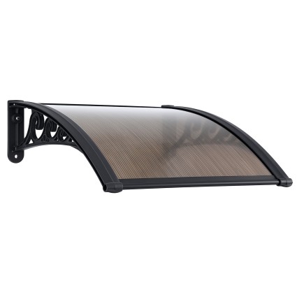 Instahut 0.6x0.6m Outdoor Window Awning, Brown, UV & Rain Resistant, Modern Design with Built-in Drainage, Easy Install