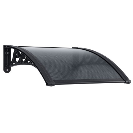 Instahut 0.6x0.6m Grey Window Awning with UV & Rain Resistance, Durable PC Panel & Aluminium Bars for Stylish Protection