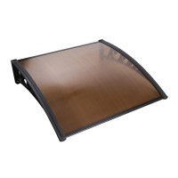 Instahut 1x1m Brown Window Door Awning - UV Resistant, 5mm Polycarbonate Sheet, Plastic Frame, Easy DIY Installation