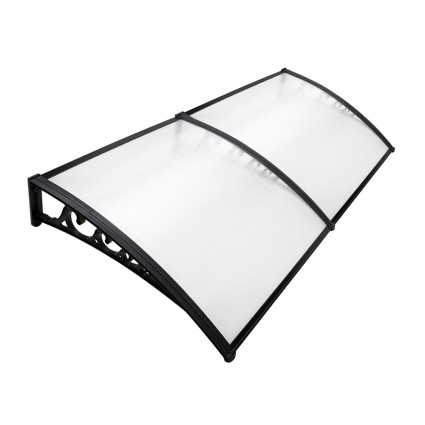 Instahut Transparent Window Door Awning 1x2.4m - Durable 5mm Polycarbonate Panel with Corrosion-Resistant Plastic Frame