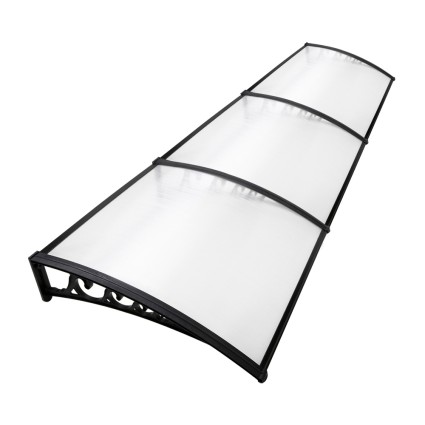 Instahut Transparent 1x3M Window Door Awning - Durable 5mm Polycarbonate, UV Resistant, Easy DIY Install, Black Brackets