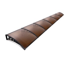 Instahut 1x6M Window Door Awning - Brown 5mm Polycarbonate, UV & Rain Resistant, Aluminium Frame, Easy DIY Installation