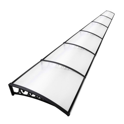Instahut 1x6m Transparent Window Door Awning - 5mm Polycarbonate Panel, UV Resistant, Aluminium Bars, Easy Install