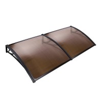 Instahut 1x2M Window Door Awning Canopy, Brown PC Panel & Black Plastic Frame, UV & Rain Resistant, Easy DIY Install