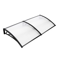 Instahut 1x2M Transparent Window Door Awning Canopy - UV Resistant, Black Frame, Durable PC Panel, Easy Install