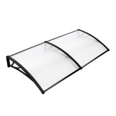 Instahut 1x2M Transparent Window Door Awning Canopy - UV Resistant, Black Frame, Durable PC Panel, Easy Install