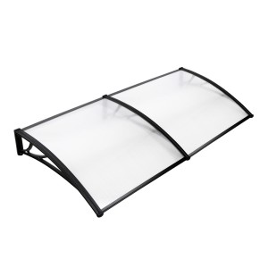 Instahut 1x2M Transparent Window Door Awning Canopy - UV Resistant, Black Frame, Durable PC Panel, Easy Install