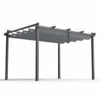 Instahut 3x4m Aluminium Frame Gazebo Pergola with Adjustable UV-Resistant Canopy, Water Resistant, Grey Outdoor Shelter