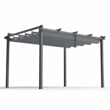 Instahut 3x4m Aluminium Frame Gazebo Pergola with Adjustable UV-Resistant Canopy, Water Resistant, Grey Outdoor Shelter