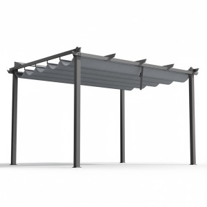 Instahut 3x4m Aluminium Frame Gazebo Pergola with Adjustable UV-Resistant Canopy, Water Resistant, Grey Outdoor Shelter