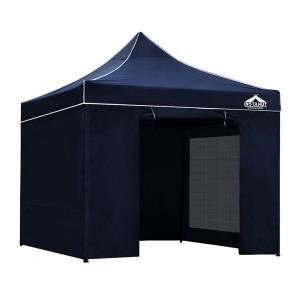 Instahut 3x3 Navy Pop Up Gazebo Marquee, 500D Oxford Fabric, UV & Water Resistant, Easy Setup, Adjustable Heights