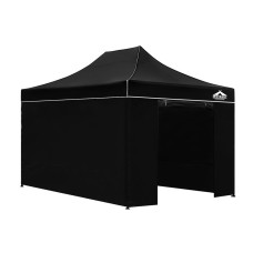 Instahut 3x4.5m Pop Up Gazebo - 500D Oxford Fabric, UV & Water Resistant, Easy Setup, Adjustable Height, Black