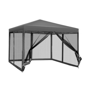 Instahut 3x3m Gazebo Pop-Up Marquee: UV-Resistant, Waterproof Oxford Tent with Mesh Walls for Outdoor Events, Grey