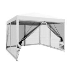 Instahut 3x3m Pop-Up Gazebo Marquee Tent - UV Resistant, Waterproof, with Mesh Walls and Adjustable Height, White